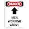 Signmission Safety Sign, OSHA Danger, 5" Height, Men Working Above, Portrait OS-DS-D-35-V-1448 - alternate 1